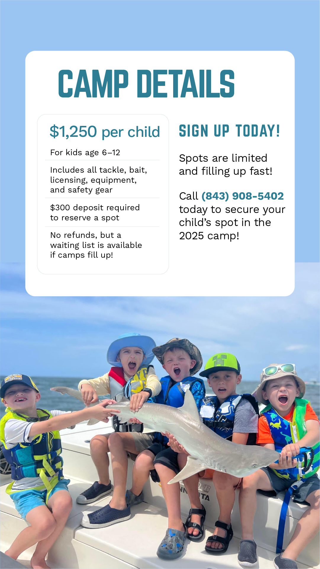Lowcountry kids Fishing Camp Instagram Story