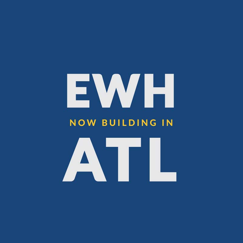 EWH Now building in ATL, white on blue