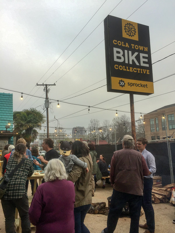 Road sign for Cola Town Bike Collective