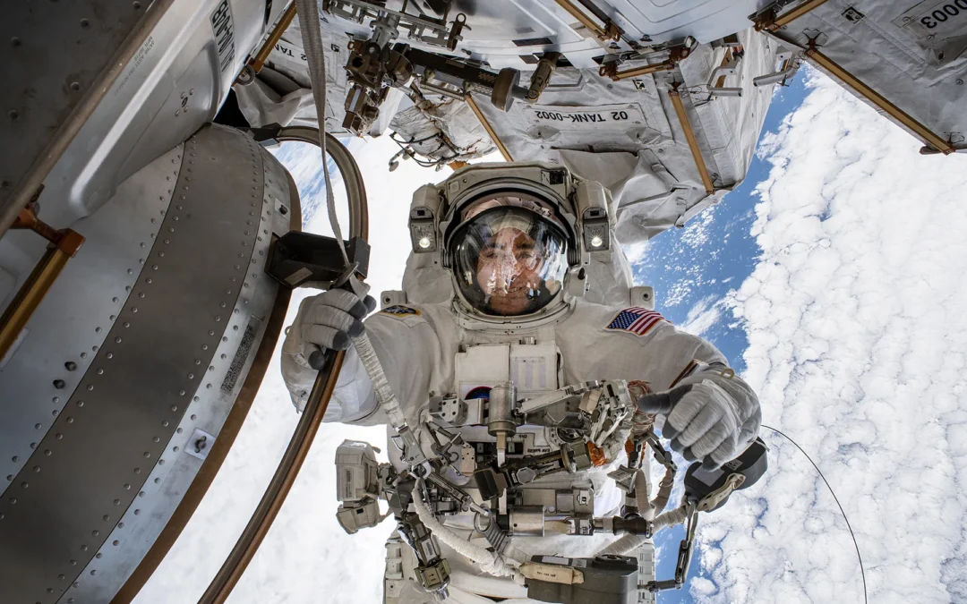Astronaut Chris Cassidy during a spacewalk on the International Space Station
