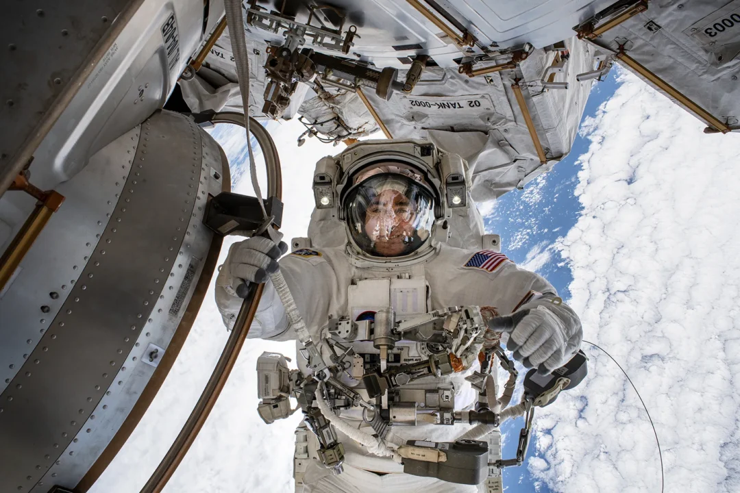 Astronaut Chris Cassidy during a spacewalk on the International Space Station